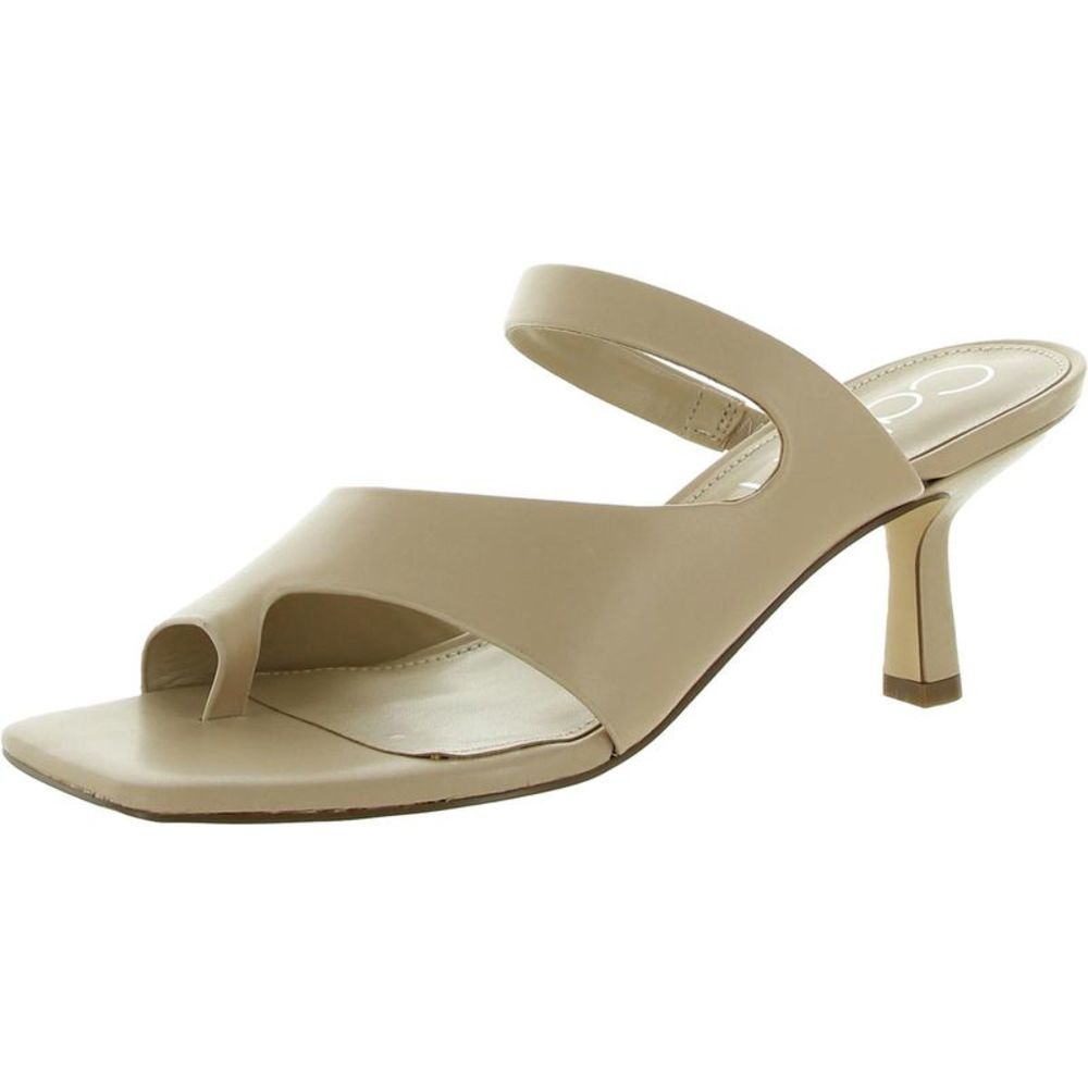 SELLING ASAP ‼️ Calvin Klein Beige Leather Slip On Strappy Kitten Heels